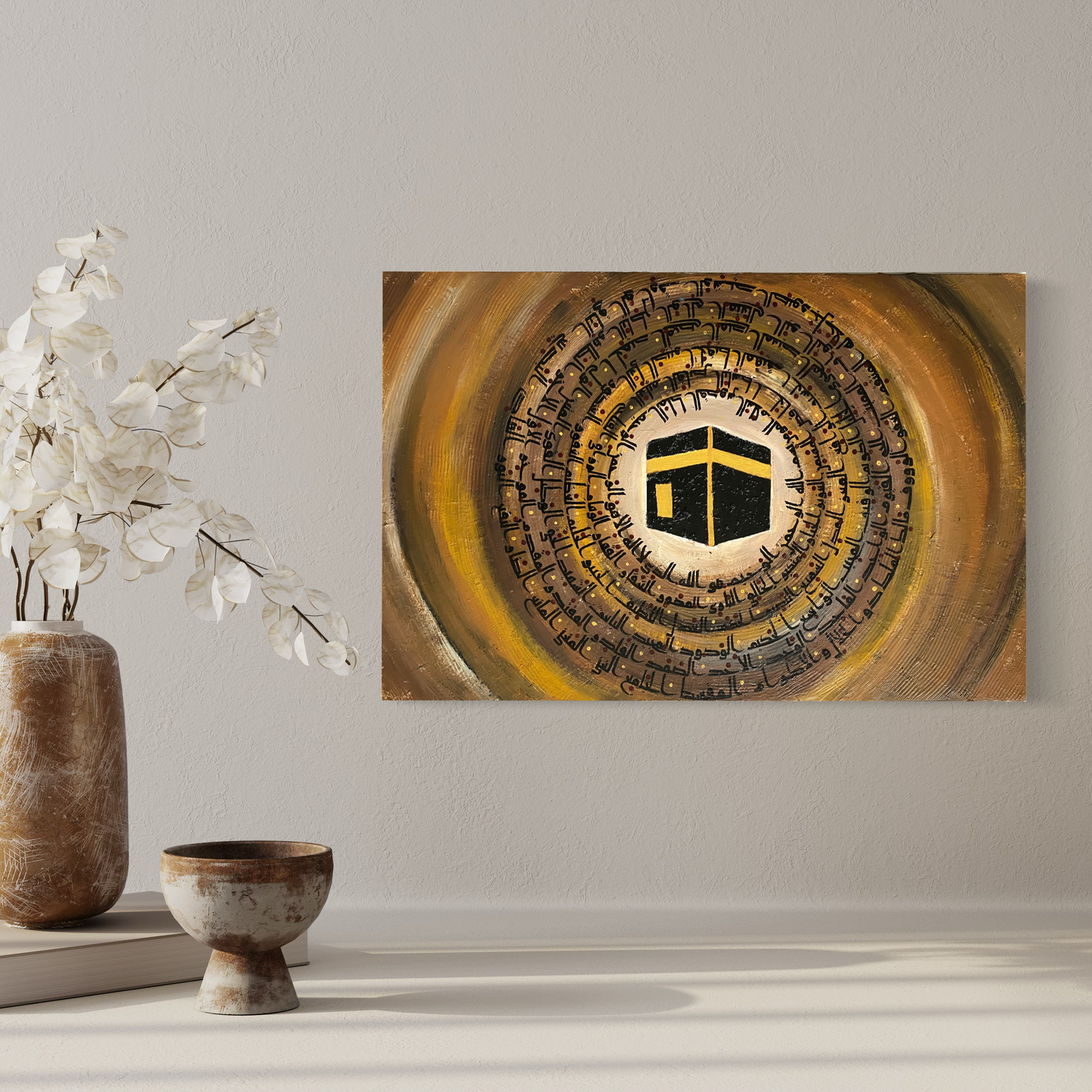 Kaaba | Abstract Earth color hand painted art on canvas #2115