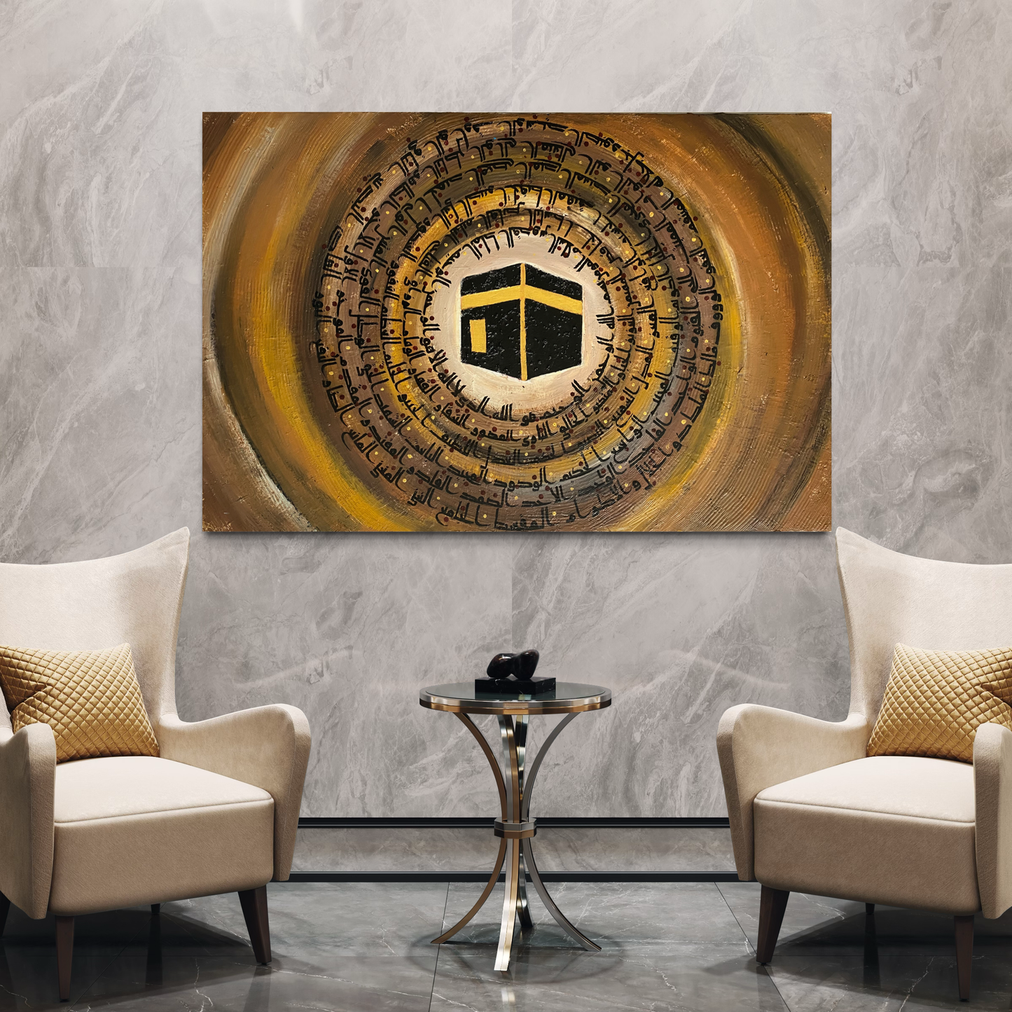 Kaaba | Abstract Earth color hand painted art on canvas #2115